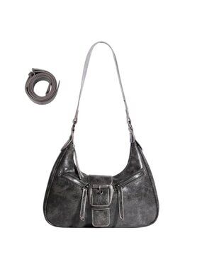 Y2K Hobo Shoulder Bag Faux Leather Vintage Purse Women's Mini Handbag
